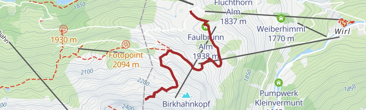 Route map: Klettersteig Silvapark (Ballunspitze)